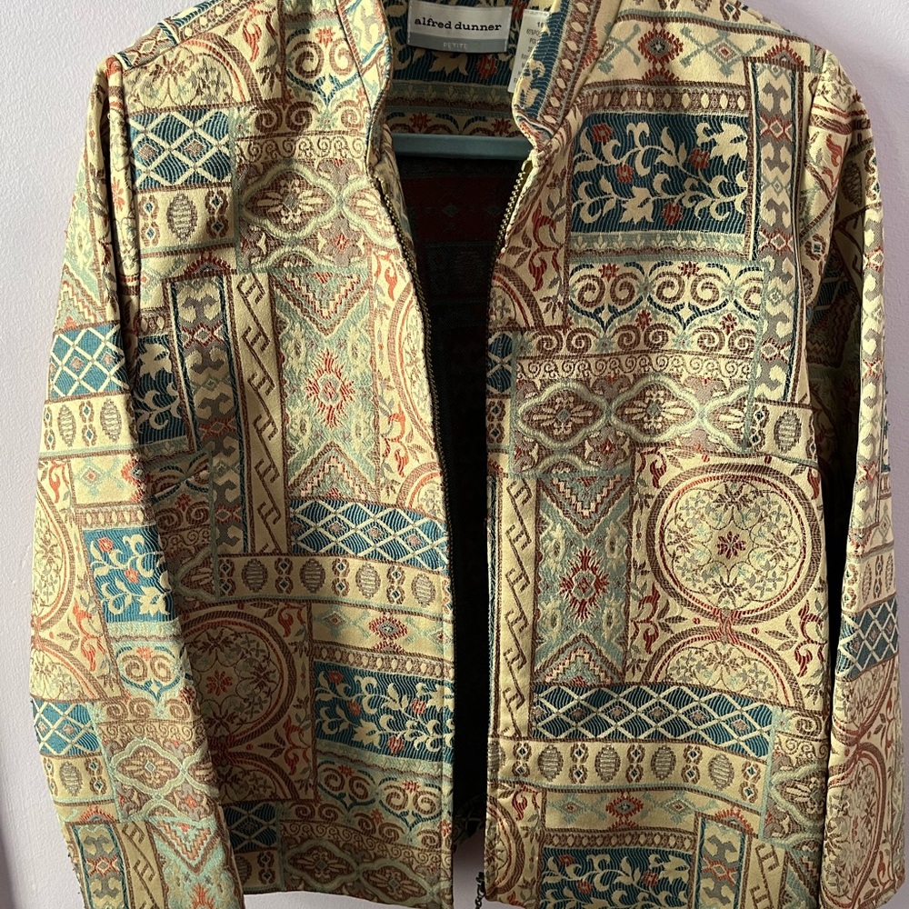 Alfred Dunner Blue and Cream Textured Jacket